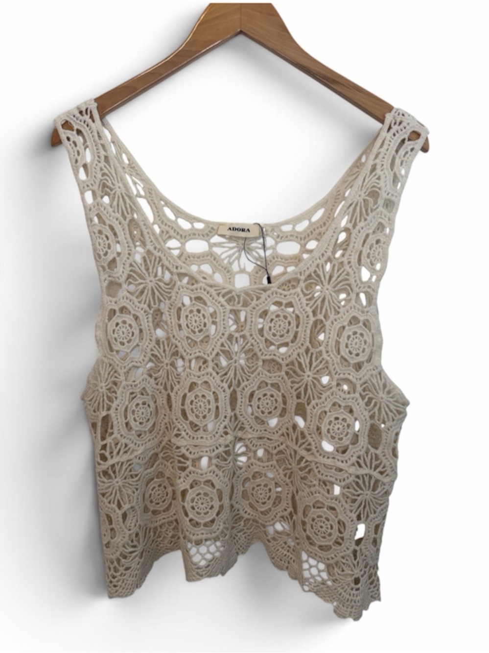 NWOT ADORA Crochet Floral Lace Tank Cream OS